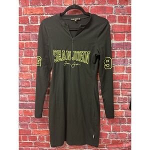 Missguided size 8 Sean John black and neon green‎ bodycon dress